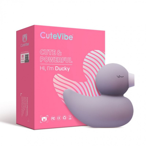 Cute Vibe Ducky - Вакуумный вибратор для клитора, 9.8х1.2 см (фиолетовий) - sex-shop.ua