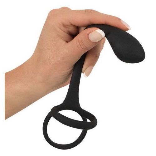 Эрекционное кольцо Black Velvets Cock & Ball Ring + Plug
