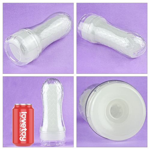 LoveToy Lumino Play Masturbator Crystal Ribbed - мастурбатор, светящийся в темноте, 20.5х8 см (прозрачный)