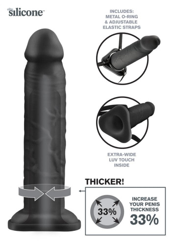 Silicone Hollow Extension - Насадка-подовжувач для пеніса, 24х6 см (чорний) - купити в Україні | Секс шоп SEX-SHOP.ua