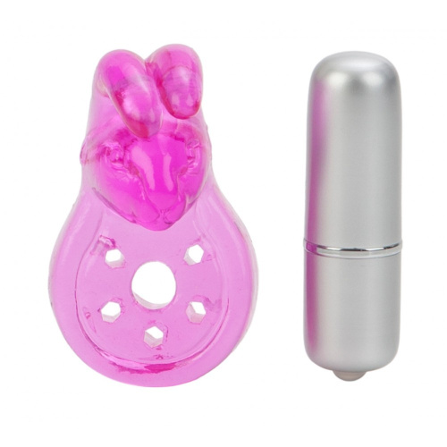CalExotics Micro Vibe Arouser Bunny - виброкольцо,7х1 см (розовый)