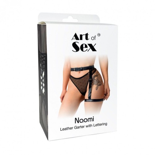 Art of Sex Naomi - Гартер на ногу з написом Sexy XS-2XL (чорний)