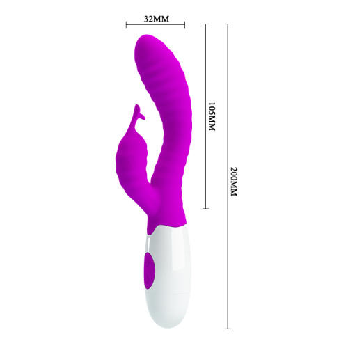 Pretty Love Pete Vibrator - вибратор кролик с ребристой поверхностью и 30 режимами вибрации, 20х3.2 см (фиолетовый) - sex-shop.ua