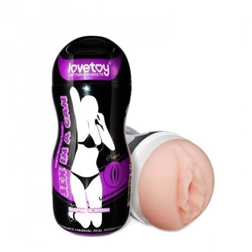 LoveToy Sex In A Can Vibrating Vagina Tunnel - Мастурбатор, 16 см (телесный)