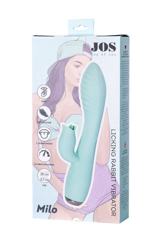 Toyfa Jos Milo - Вибратор с клиторальным стимулятором и язычком, 20х2.1-3.7 см