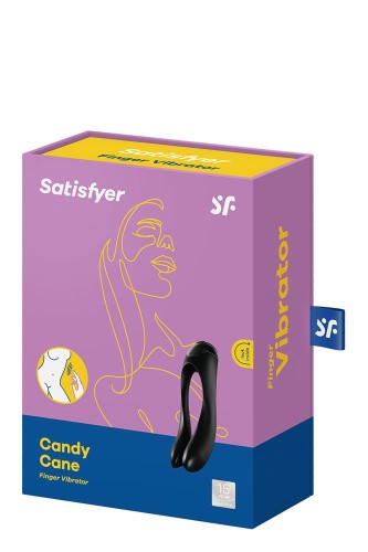 Satisfyer Candy Cane Black - Вібратор на палець, 11х3.5 см (чорний)