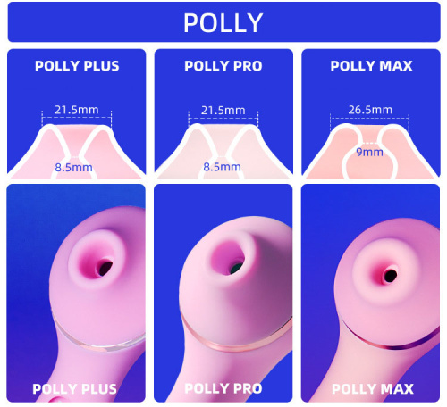 KisToy Polly Max - двухсторонний стимулятор с вакуумом, вибрацией и вращением, 20,8 см (мятный) - sex-shop.ua