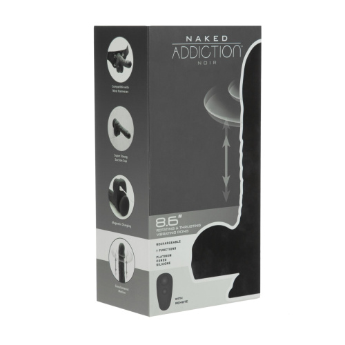Naked Addiction 8.6” Silicone Rotating & Thrusting Vibrating Dildo - вибратор с толчками и вращением, 21.8 см (чёрный) - Купити в Україні | Sex-shop.ua ❤️