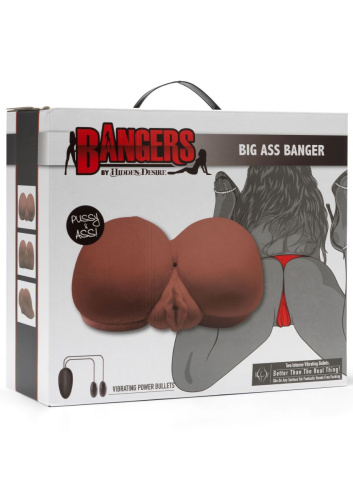 Bangers Big Ass Banger - Мастурбатор в виде попки с вибрацией, 20 см (коричневый) - sex-shop.ua