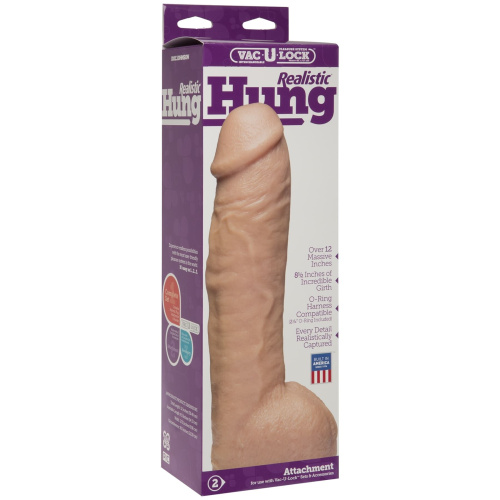 Doc Johnson Realistic Hung Vac-U-Lock большой фаллоимитатор реалистик, 31.8х7 см