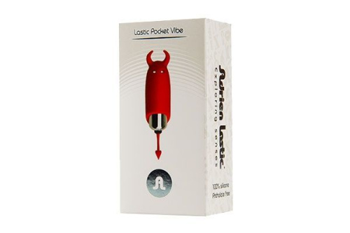 Adrien Lastic Pocket Vibe Devol - віброкуль з хвостиком і ріжками, 8.5х2.3 см (червоний)