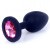 Boss Silikon Plug Jewellery Black Small - Анальная пробка с кристаллом, 8х3.5 см (черный с розовым) - sex-shop.ua