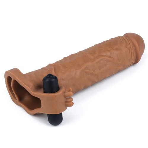 LoveToy Pleasure X Tender Vibrating Penis Sleeve Brown Add 2 - Насадка на член, 19х4.7 см