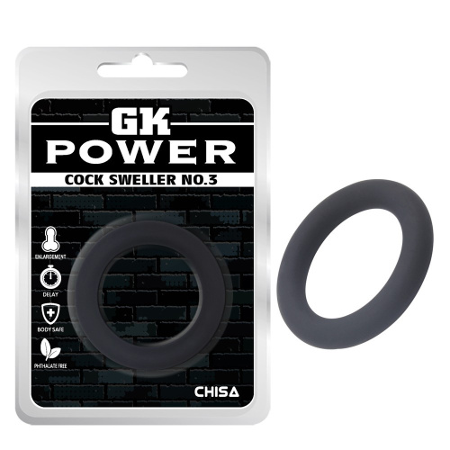 GK Power Ring Black Cock Sweller No.3 силиконовое эрекционное кольцо, 4 см - sex-shop.ua