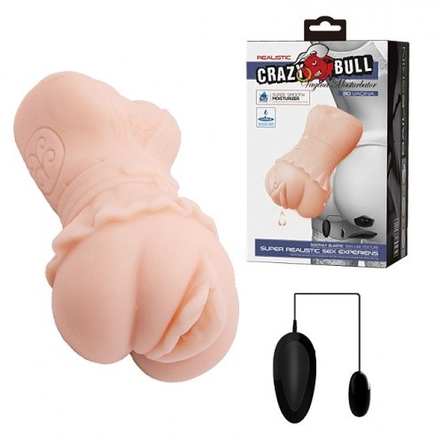 LyBaile Crazy Bull Vagina Masturbator Flesh with vibro - Мастурбатор, 14х7 см