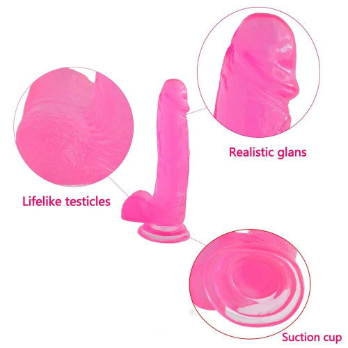 LoveToy Jelly Studs Crystal Dildo, Large - Фалоімітатор з мошонкою, 20 см (рожевий) - купити в Україні | Секс шоп SEX-SHOP.ua