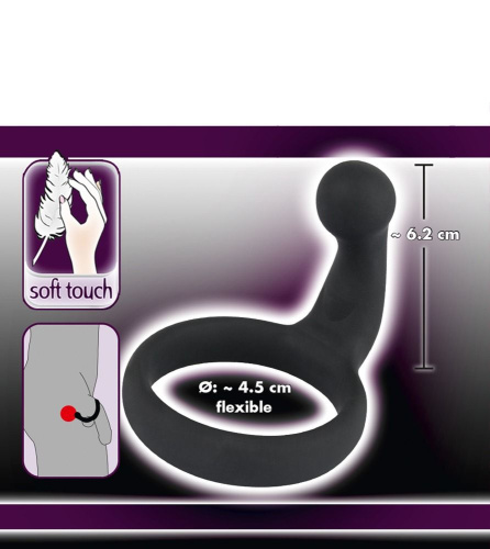 Black Velvets Cock RIng - Эрекционное кольцо со стимулятором простаты, 4.5 см (чёрный)