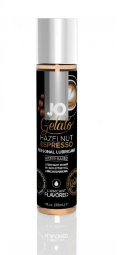 System - JO Gelato Hazelnut Espresso Lubricant - Смазка на водной основе без сахара, парабенов и пропиленга, 30 мл (эспрессо) - sex-shop.ua
