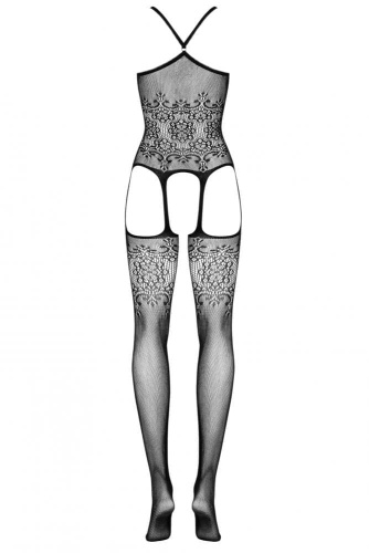 Obsessive F218 - Комбинезон-сетка с ажурным узором, S-L (чёрный)