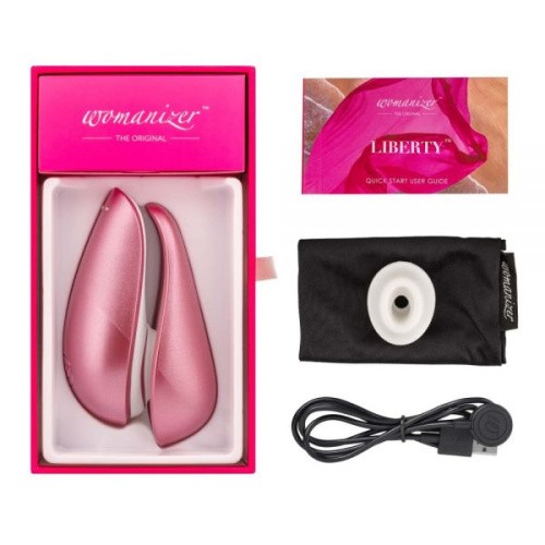 Womanizer Liberty Pink Rose + Лубрикант 50 мл - Безконтактний стимулятор клітора, 10.4х5.5 см (рожевий)