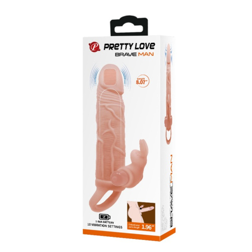Подовжуюча насадка на пеніс Pretty Love Brave Man Vibro Extension flesh