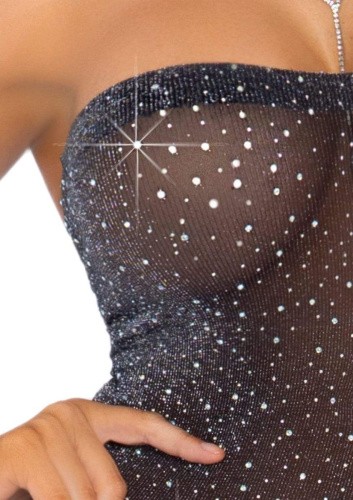 Leg Avenue-Shimmer Sheer rhinestone tube dress Black/Silver - Блестящее чёрное платье,  OS