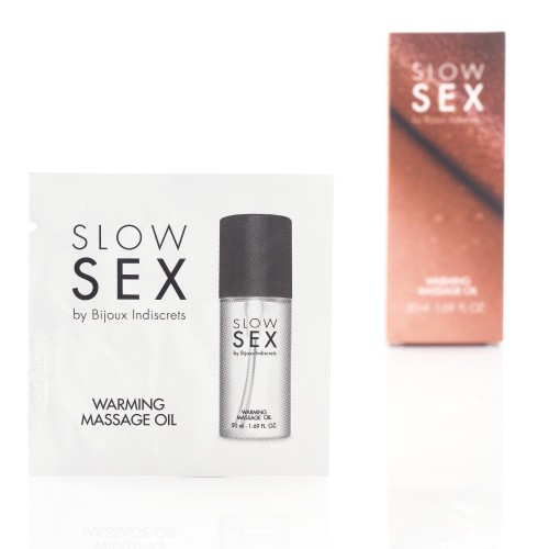 Slow Sex Waring Massage Oil сашет разогревающее съедобное массажное масло, 2 мл - sex-shop.ua