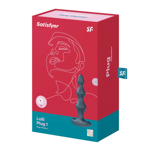Satisfyer Lolli Plug 1 - Анальная пробка, 14х3,2 см, (серая) - sex-shop.ua