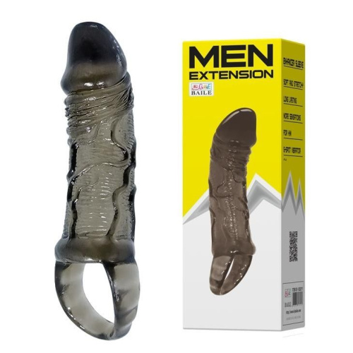 LyBaile Men Extension - Реалістична насадка на пеніс, 11.5х3.5 см (чорний) - купити в Україні | Секс шоп SEX-SHOP.ua