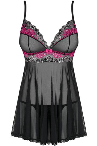 Obsessive Tulia babydoll - сексуальний бебі дол, S/M (чорний) - купити в Україні | Секс шоп SEX-SHOP.ua