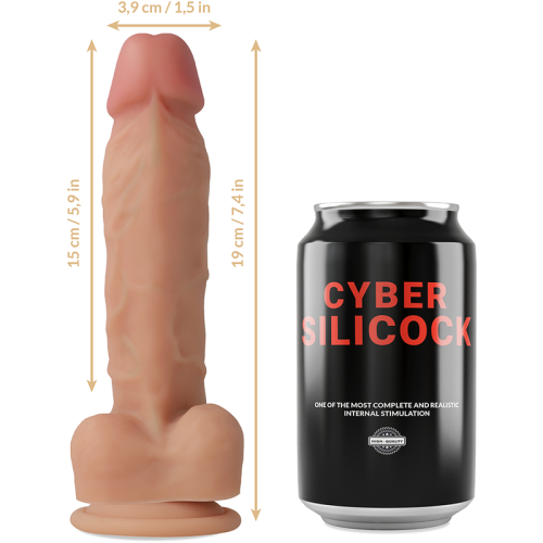 CYBER SILICOCK - Oliver - Фаллоимитатор на присоске, 15х3.9 см (телесный)