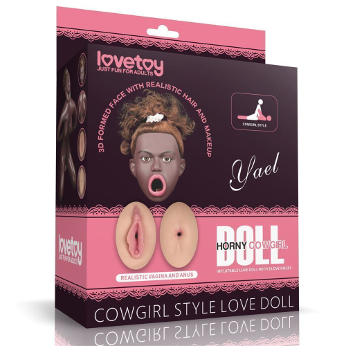 LoveToy Cowgirl Style Love Doll - надувна секс лялька з 3 отворами в позі наїзниці, 89 см (коричневий)