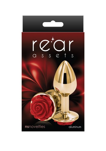 Ns Novelties Rose Buttplug S - Анальная пробка, 6,35х2,7 см (золотистая с красным) - sex-shop.ua