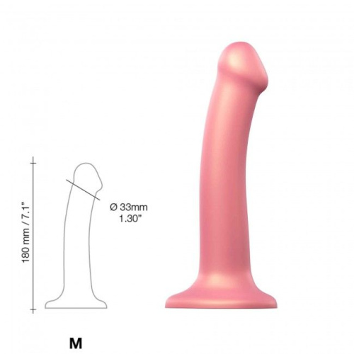 Strap-On-Me Mono Density Dildo Rose M - насадка для страпона, 18х3.3 см - sex-shop.ua