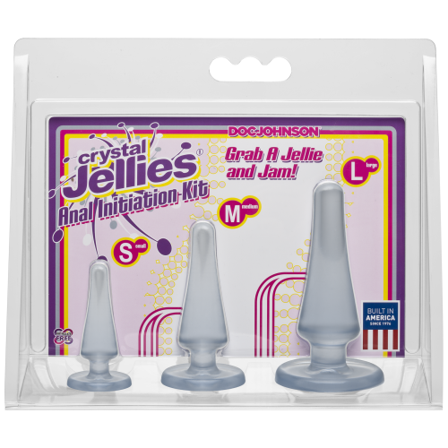 Doc Johnson Crystal Jellies Anal - Clear - набор анальных пробок, макс диаметр от 2 см до 4 см (прозрачный) - sex-shop.ua