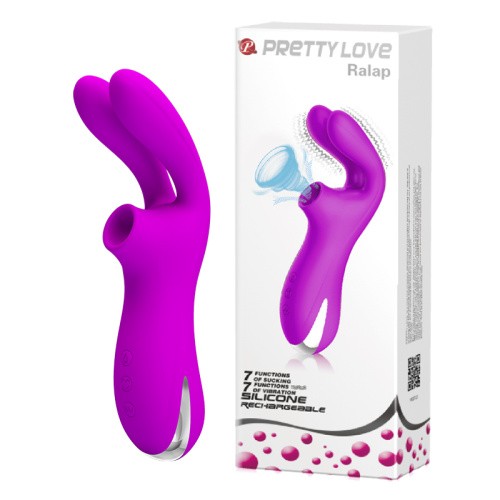Pretty Love Ralap Vibrator + Suction Purple - Симулятор орального секса для женщин, 16.2х3.7 см (фиолетовый)