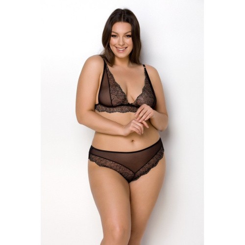Passion Amberly Set - Комплект белья: бюст и трусики с кружевом, 4XL/5XL (чёрный)