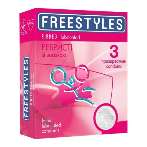 Freestyles Ribbed - Ребристые презервативы, 3 шт - sex-shop.ua