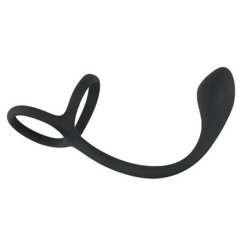 Эрекционное кольцо Black Velvets Cock & Ball Ring + Plug