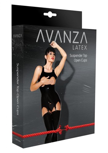 Латексный топ с открытой грудью и подвязками Avanza, M - sex-shop.ua