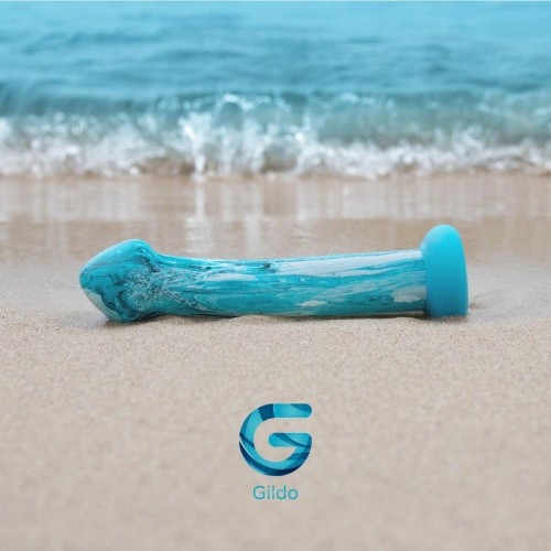 Gildo - Ocean Ripple Glass Dildo - Скляний фалоімітатор, 17,6 см (блакитний)