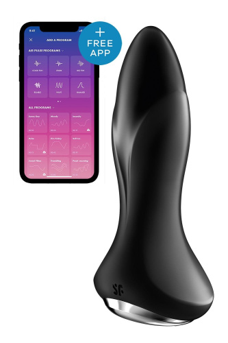 Satisfyer Rotator Plug 1+ - Анальная смарт-пробка, 12.8х3.8 см (чёрная) - sex-shop.ua