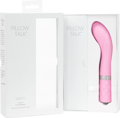 Pillow Talk Sassy Pink - Роскошный вибратор с кристаллом Сваровски для точки G, 12.8х3.8 см. (розовый)