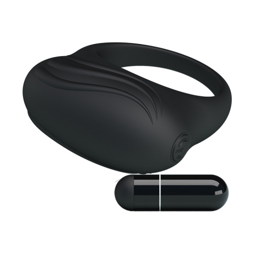 Pretty Love Bertram Silicone Vibrating Cock Ring - Эрекционное кольцо с вибрацией, 3 см (черный)