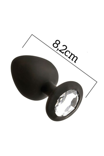 MAI Attraction Toys №48 анальна пробка із кристалом, 8,2х3,5 см (чорний)