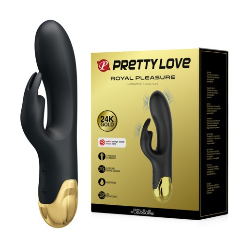Pretty Love Royal Pleasure Vibrator - Вибратор-кролик с позолоченной рукояткой, 19.2х3.8 см (черный)