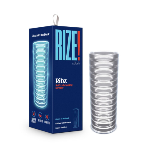 Rize by Blush - Ribz Glow in the Dark - мастурбатор светящийся в темноте, 12 см (прозрачный)