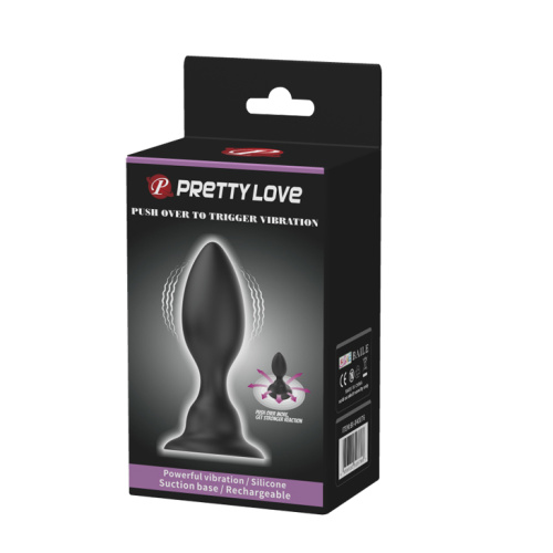 Pretty Love Push Over To Trigger Vibration - Анальна пробка с вибрацией, 9,8х3,4 см (черный) - sex-shop.ua
