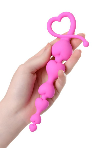 ToDo By Toyfa Sweety - силиконовая анальная цепочка, 14х3.1 см (розовый) - sex-shop.ua