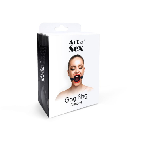 Art of Sex - Gag Ring - Кляп с силиконовым кольцом из натуральной кожи (чёрный) - sex-shop.ua